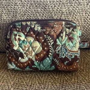 Vera Bradley Brown and Teal Quilted Cosmetic Bag